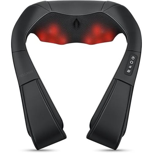 Medcursor Neck Massager - Portable Electric Neck and Back Massager with Heat, Deep Tissue 3D Kneading Pillow for Muscle Pain Relief, Ideal Father’s Day Gift, Not Cordless