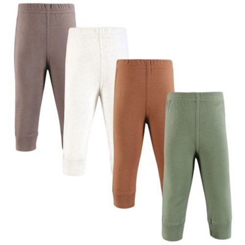Hudson Baby Infant Baby Cotton Pants and Leggings 4-Pack, Sage Brown, 6-9 Months