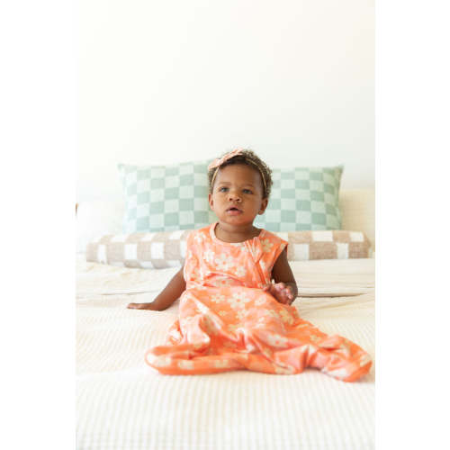 BRIGHT CORAL + PINK DAISY CHECKER | SLEEP SACK