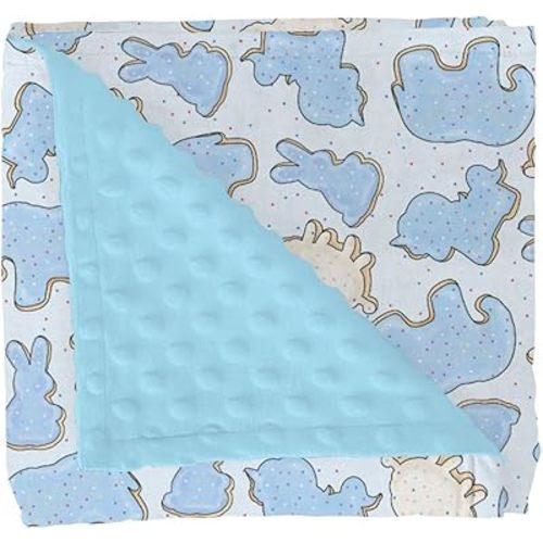 Blue Animal Cookie Baby Blankets for Boy Cute Frosted Animal Cookie Soft Mink Dotted Backing Double Layer Swaddle Receiving Blanket for Toddler Circus Animals Biscuits Nursery Bed Blanket 30x40