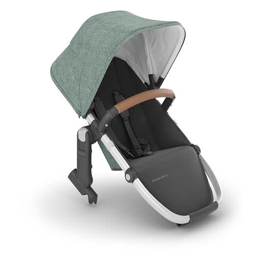 UPPAbaby RumbleSeat V2+ Second Lower Seat/Compatible with Vista V2 and Vista V3 / Adapters, Bumper Bar, Bug Shield Included/Emmett (Green Mélange/Silver Frame/Saddle Leather)