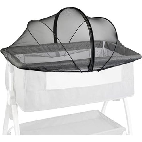 Bassinet Cover to Keep Cats Out, Mosquito Net Cover with 2-Way Zipper for Baby Crib, Black