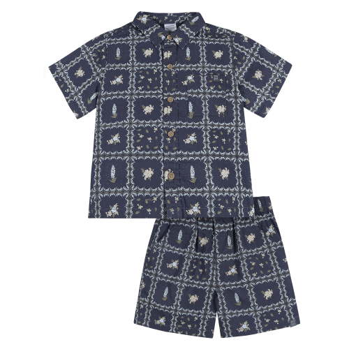 Modern Moments by Gerber Toddler Boy Button Front Shirt with Pocket and Short Set, 2-Piece, Sizes 12 Months - 5T
