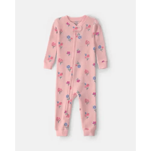 Baby Girl 1-Piece Floral Thermal Snug Fit Pajama - Pink | Carter's