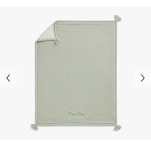 Personalized Sage Luxe Cable-Knit Sherpa Baby Blanket