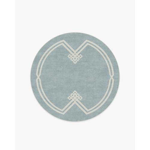 The Hiltons Chrysler Border Chambray Blue Tufted Rug | Ruggable