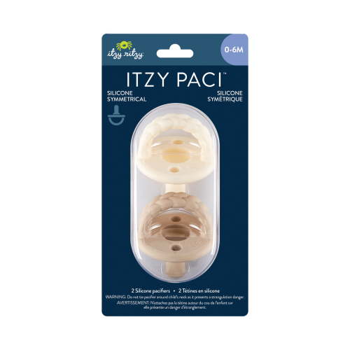 Itzy Paci™ Braid Pacifier set of 2 Toast/Buttercream