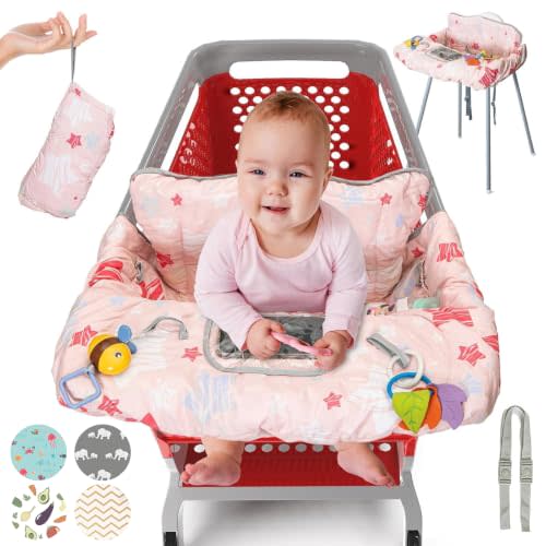 Shopping Cart Cover for Baby, High Chair Cover for Grocery Cart, Padded | Restaurant Seat Cover for Baby Girl and Boy, Comfortable Cotton Buggy Covers for Babies - Padded Toddler Shopping Cart Cover