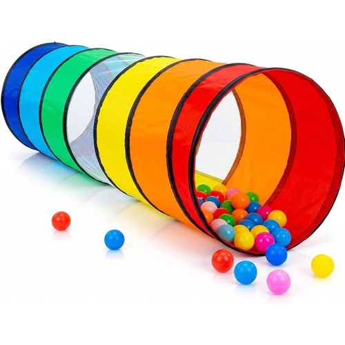 Kids Play Tunnel Tent for Toddlers, Colorful Pop Up Crawl Tunnel Toy for Baby or Pet, Collapsible Gift for Boy and Girl Play Tunnel Indoor and Outdoor Game Rainbow