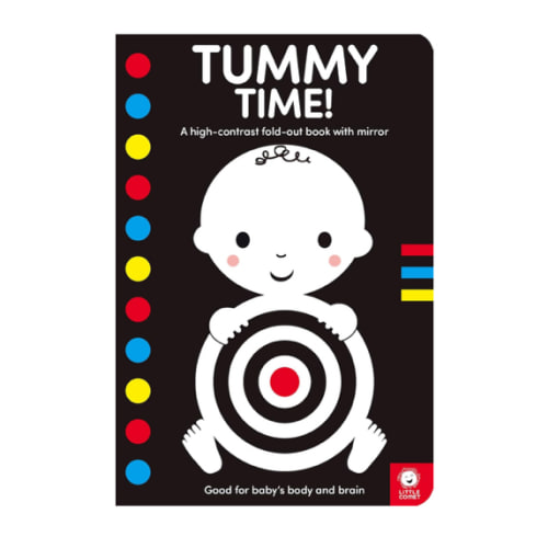 Tummy Time!: A High-Contrast Fold-Out Book with Mirror for Babies