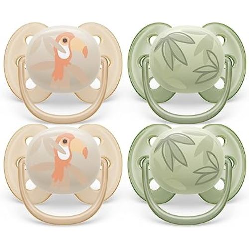 Philips Avent Ultra Soft Pacifier - 4 x Soft and Flexible Baby Pacifiers for Babies Aged 0-6 Months, BPA Free with Sterilizer Carry Case, SCF091/24