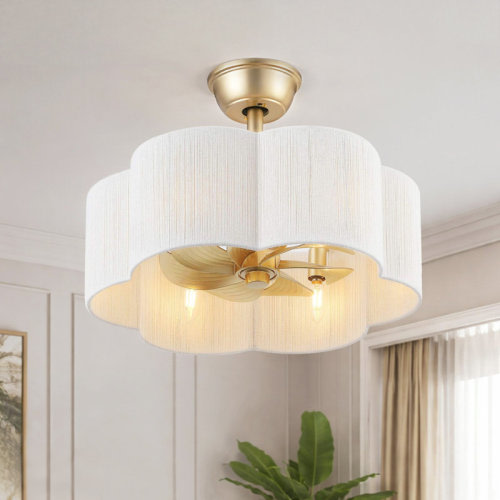 Highland Dunes 19.7" Scalloped Rope Ceiling Fan with Light Kit and Remote Control | Wayfair