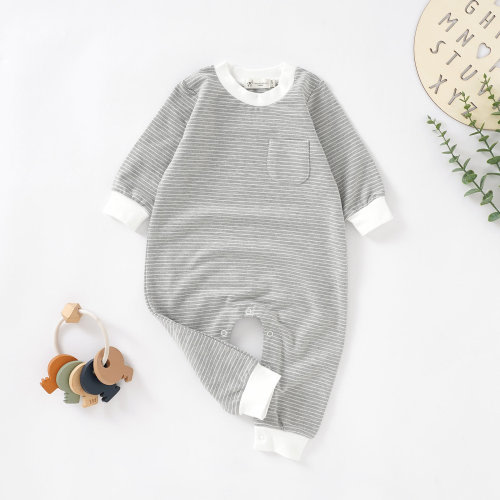 Tiny Alpaca | Organic Natural Cotton Baby Striped Jumpsuit | 0-2 Years | Gender Neutral | Baby Rompers | Baby Shower Gift |