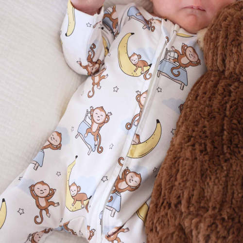 Monkey See, Monkey Snooze Zipper Footie