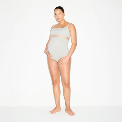 COTTON JERSEY MATERNITY NURSING SCOOP BRALETTE 2-PACK | LIGHT HEATHER GREY | SKIMS
