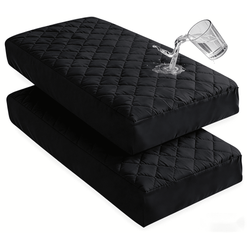 Lorviah 2 Pack Waterproof Crib Mattress Protector 24"x38", Soft Quilted Fitted Sheet, Breathable Noiseless Hypoallergenic Mattress Cover, Black