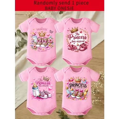 1pc random princess letter print onesie newborn - Temu