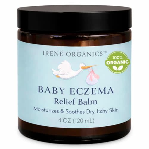 Irene Organics Baby Eczema Relief Balm, Healing Ointment Baby Moisturizing Cream for Eczema, Dry, Itchy Skin. Award Winning Baby Skincare for Sensitive Skin, Safe for Newborns, Kids and Adults