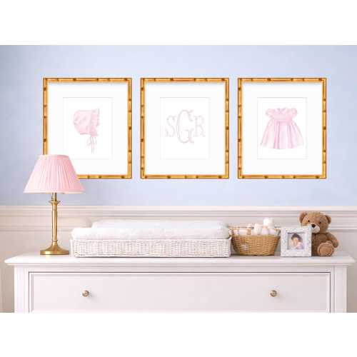 Watercolor Baby Girl Nursery Art | Classic Smocked Dress Prints
