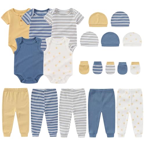 MAMIMAKA Newborn Layette Gift Set 20-Piece Cotton Baby Boy Girl Clothes Essentials and Accessories