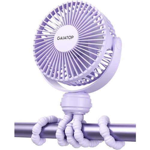 Mini Portable Stroller Fan, Battery Operated Small Clip on, Detachable 3 Speed Rechargeable, 360° Rotate Flexible Tripod Better Cooling for Car Seat Crib Treadmill