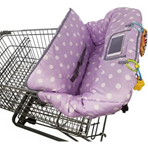 Shopping Cart Cover for Baby boy Girl, Multi-in-1 Cart Covers for Babies, Infant High Chair Cover, Machine Washable, Soft Padded Grocery cart seat Cushion Cover, Purple dot