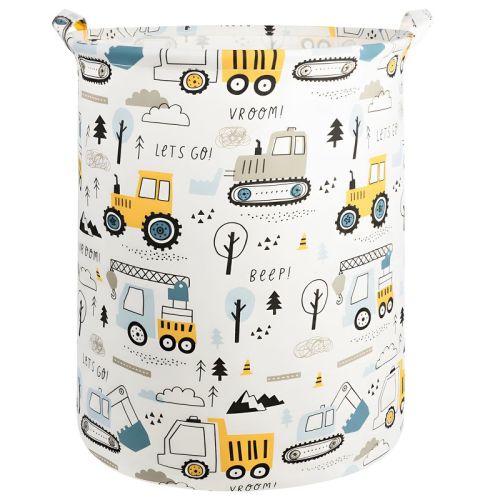 Garnen Kids Toy Basket, Large Toy Storage Organizer Bin for Baby Nursery Room, Truck Themed Laundry Basket Collapsible Laundry Hamper for Dirty Cloth