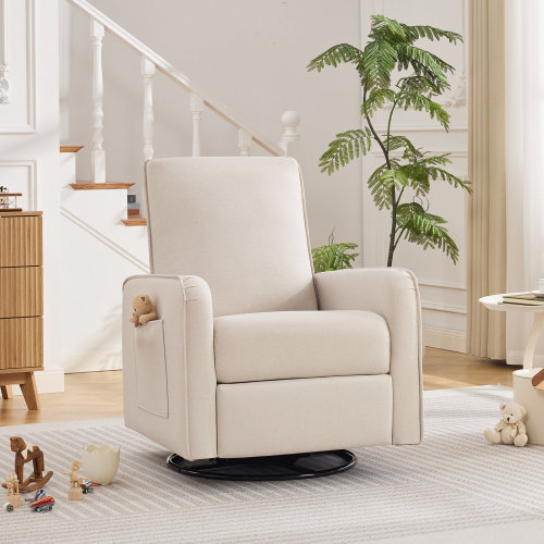 Latitude Run® Manual Upholstered Swivel Reclining Glider with Side Pocket | Wayfair