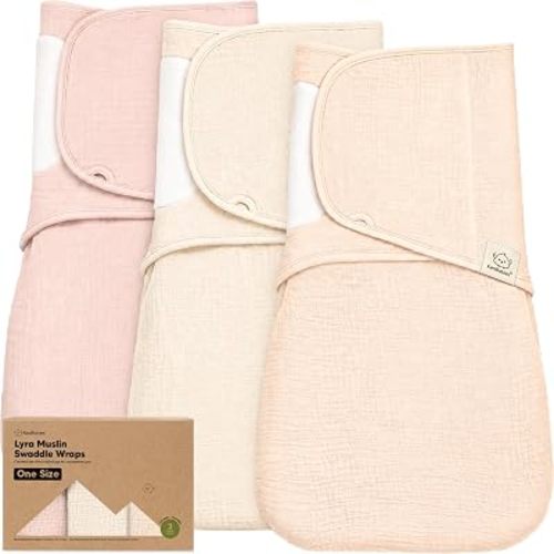 KeaBabies Muslin Baby Swaddles for Newborns – 3-Pack,100% Organic Cotton Swaddles Sleep Sack 0-3 Months, Infant, Baby Girls, Boys, Soft Breathable Summer Swaddler, Easy Quiet Closure (Angelic, OS)