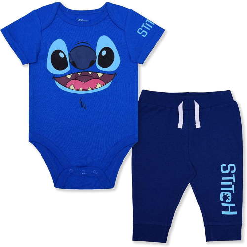 Disney Babys Short Sleeve Romper with Jog Pants, Lilo and Stitch Set