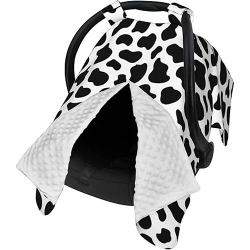 Cow Print Car Seat Covers for Babies,Cute Baby Car Seat Canopy Cover