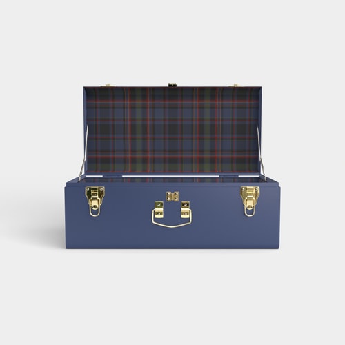 Petite Trunk - Navy - PK Plaid / with embroidery