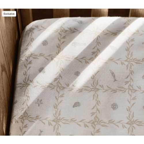 Lulot Green Seasape Supersoft Organic Cotton Baby Crib Fitted Sheet by Jake Arnold