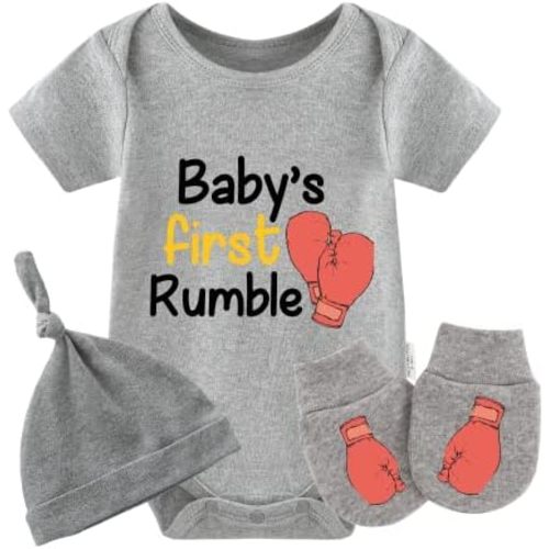 YSCULBUTOL Twins Bodysuits - Baby First Rumble Infant Clothes Unisex Twin Romper Outfits With Hat