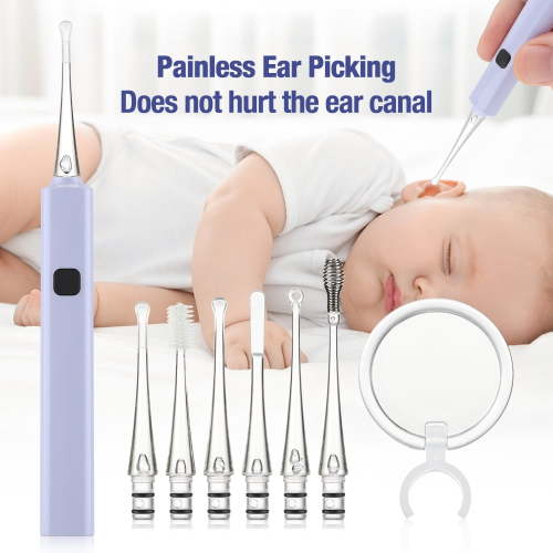 ROMYSE Baby Ear Wax Cleaner LED Light Ear Cleaning Earpick Earwax Remover Luminous Ear Curette Light Spoon Health Care Tool for Kids,Earwax Remover Kit,Ear Cleaner Ear Vacuum Wax Remover,Purple