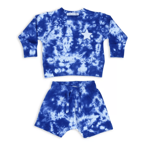 Boys' Tie Dyed French Terry Crewneck Top & Shorts Set - Baby