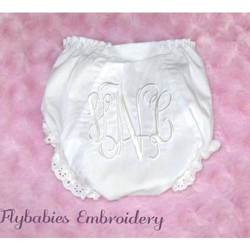 Monogrammed Baby Bloomers: Personalized White Diaper Cover