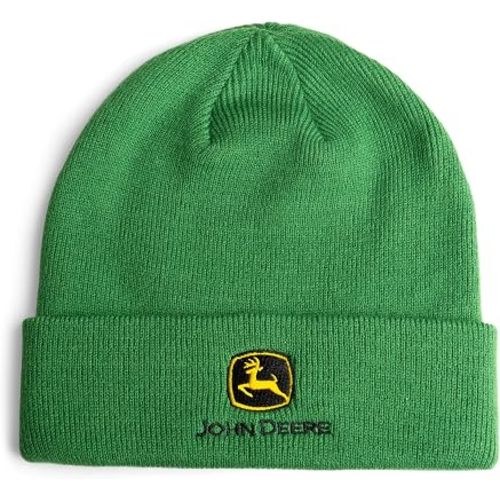 John Deere Tractor Logo Knit Cuffed Beanie Winter Hat Kid to Adult Sizes