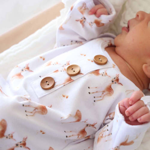 Friendly Fawns Newborn Baby Knot Gown & Hat Set