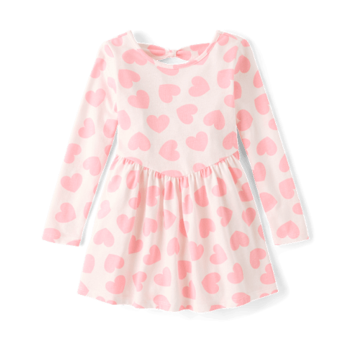 Baby And Toddler Girls Heart Bow Back Dress - Pink