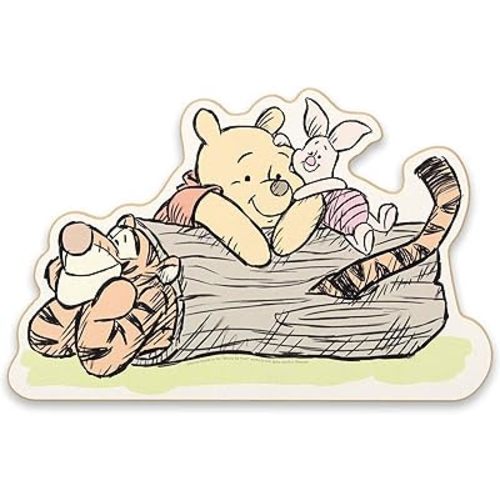 Open Road Brands Disney Winnie the Pooh and Friends in Tree Trunk Wood Wall Decor - Adorable Winnie the Pooh Wall Art for Kids' Bedroom or Nursery