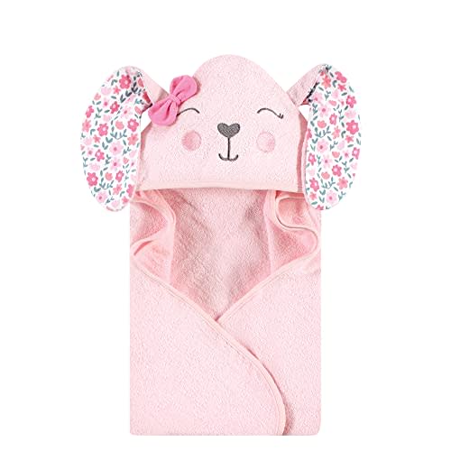 Hudson Baby Unisex Baby Cotton Animal Face Hooded Towel, Floral Bunny, One Size