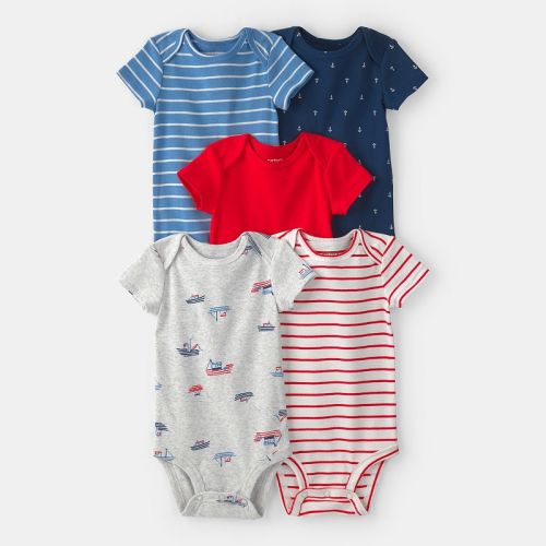 Baby Carter's 5-Pack Nautical Short Sleeve Bodysuits