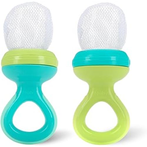 Nuby Nibbler Mesh First Soft Foods Feeder, 2pk, Aqua & Green