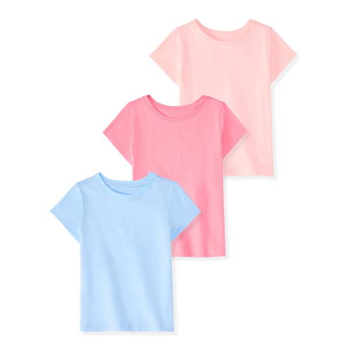 Garanimals Newborn, Baby & Toddler Girl Cotton Short-Sleeve Solid T-Shirts, 3-Pack, Sizes 0-6T