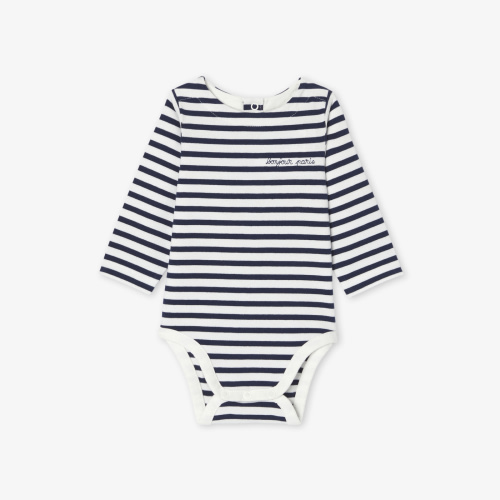 Baby bodysuit in striped jersey
