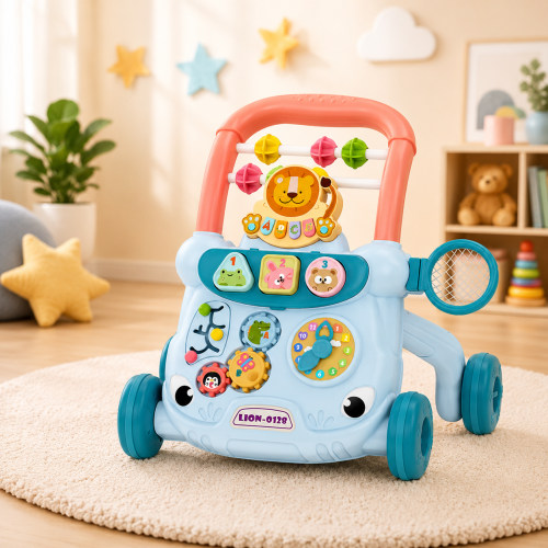 Baby Push Walker | Sit to Stand Learning Walker | Music Activity Center | Educational Push Toy | Toddler Walker 18M+ – BUBINNA