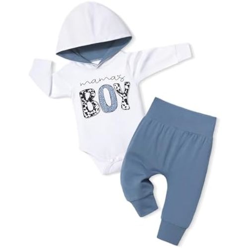 Fommy Newborn Baby Boy Clothes Plaid Letter Print Long Sleeve Hoodies + Long Pants 2PCS Fall Winter Outfits Set