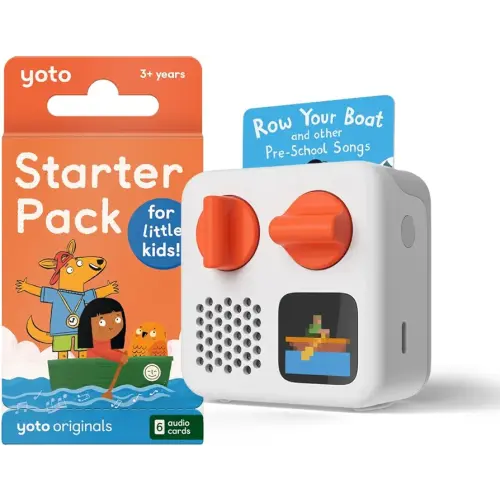 Yoto Mini (2024 Edition) + Starter Pack for Little Kids Bundle – Screen-Free Bluetooth Audio Player, All-in-1 Travel Device for Stories Music Podcasts Radio, Use as Speaker or with Headphones