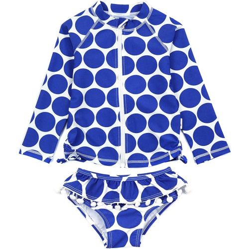 SwimZip Girls' Long Sleeve Rash Guard and Bikini Bottoms Swimsuit Set - UPF 50+